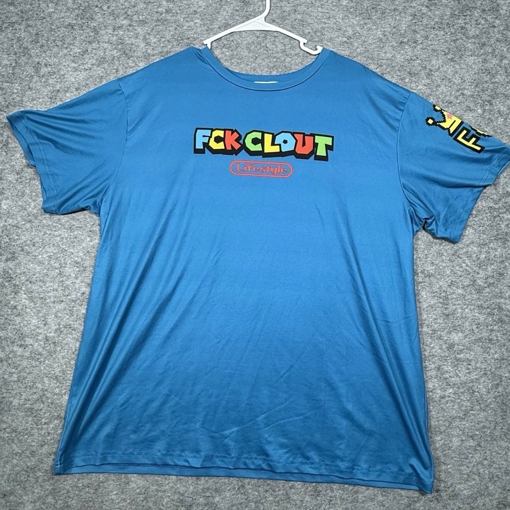 FCK CLOUT Lifestyle T-Shirt Mens L Donkey Kong Graphic Polyester Blue Solid